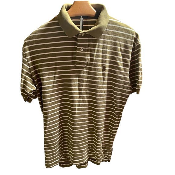 Polo Ralph Lauren Olive Stripped Polo Shirt Size‎ Small - Picture 1 of 6